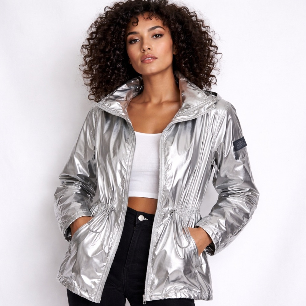 LRL Ralph Lauren Metallic Silver Rain Coat XS
